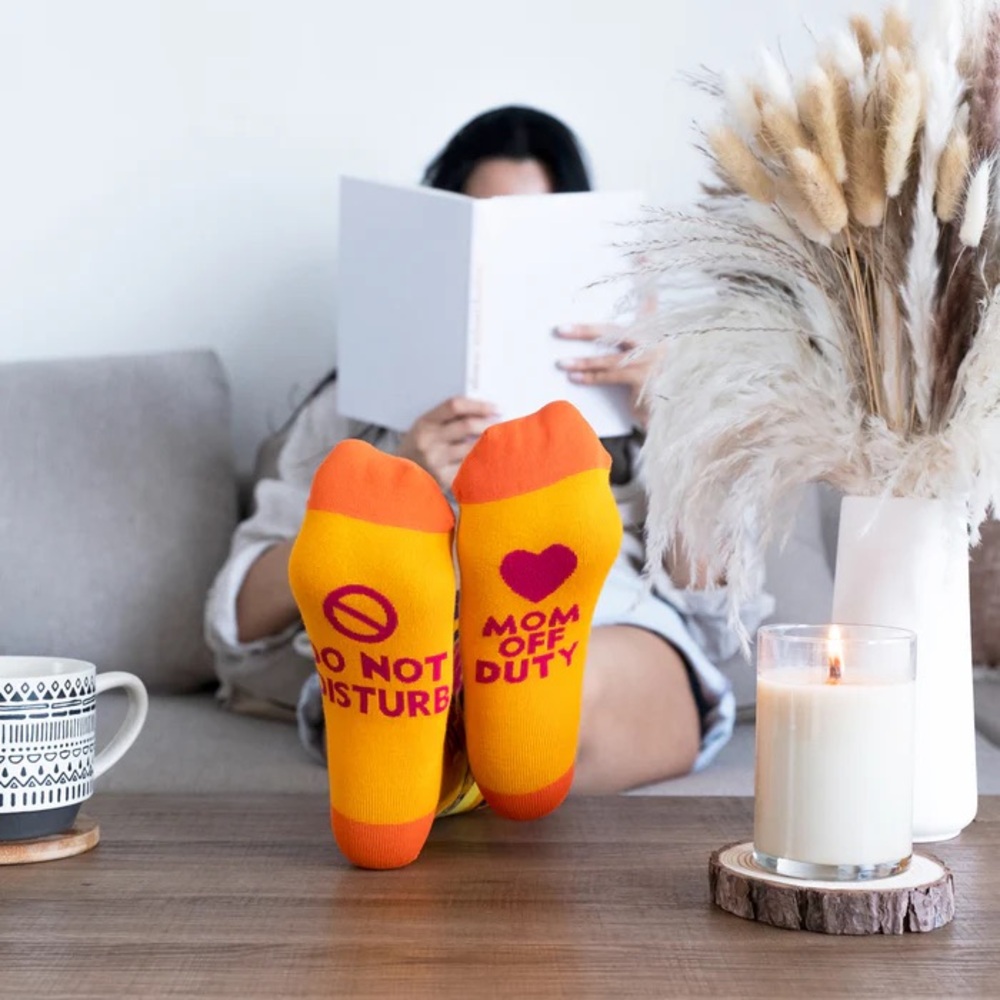 🌟$5 Bundle Add-on! Lackey DND Mom Off Duty Socks in Orange and Purple